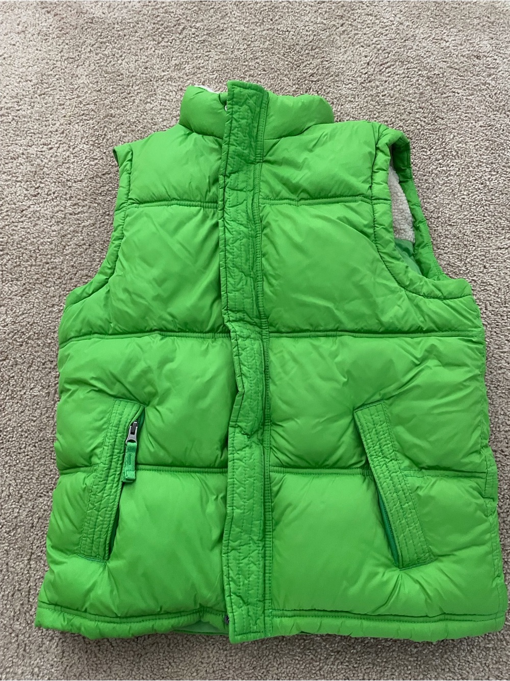GAP Kids Cream Sherpa Jacket with Neon Green Loop